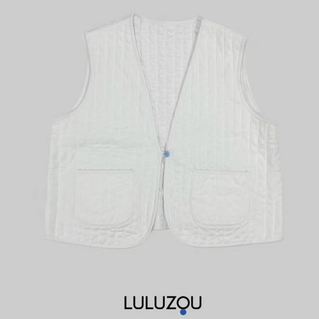 Luluzou 竖坑条v领马甲08835