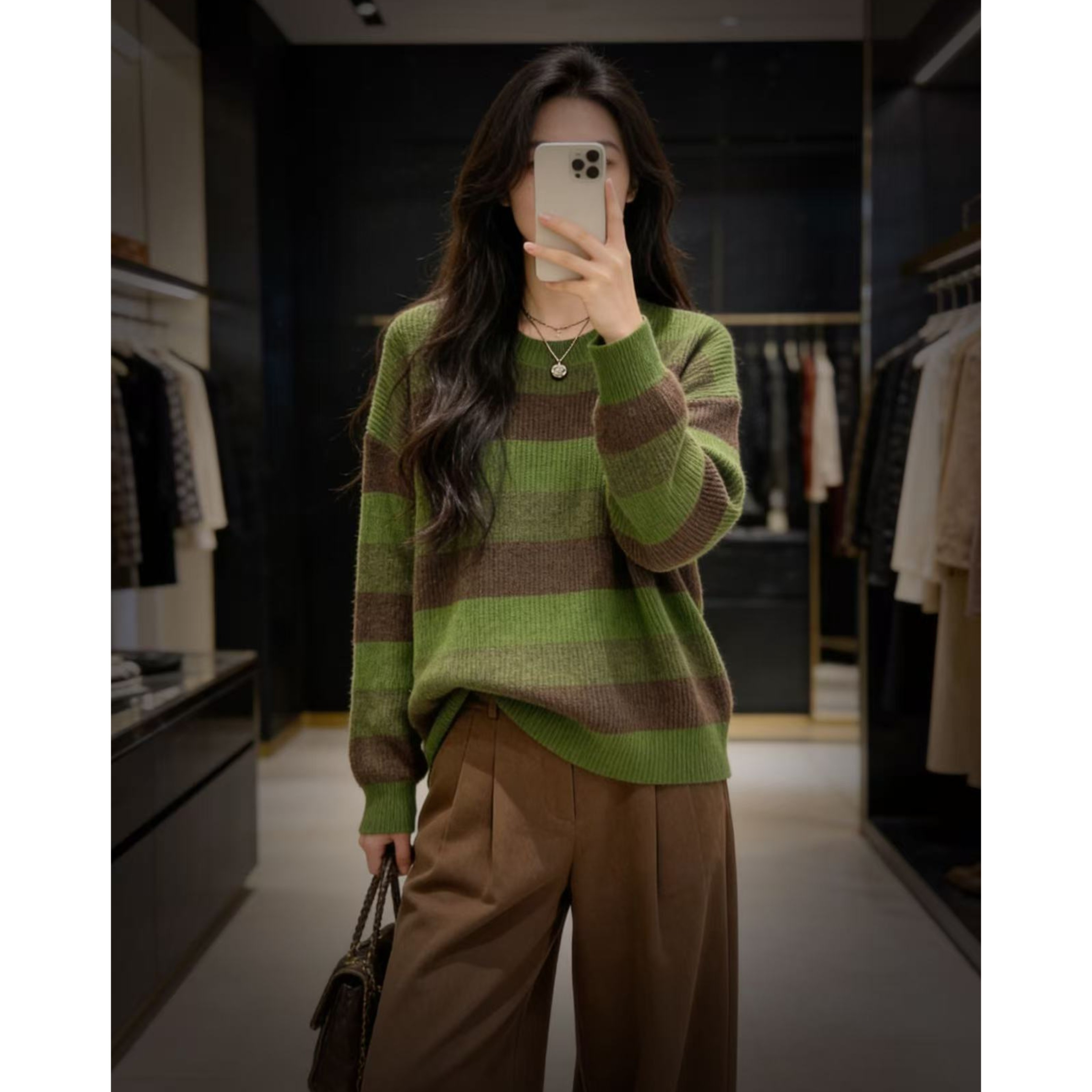 胸116-170长55（部分无三标介意慎拍）撞色内搭套头针织上衣PS 4777