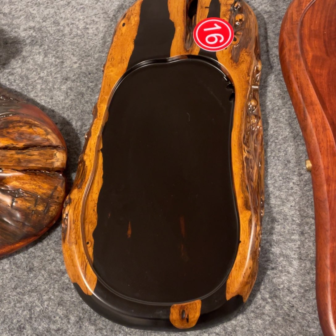 弯***绕紫光檀实木随行茶盘