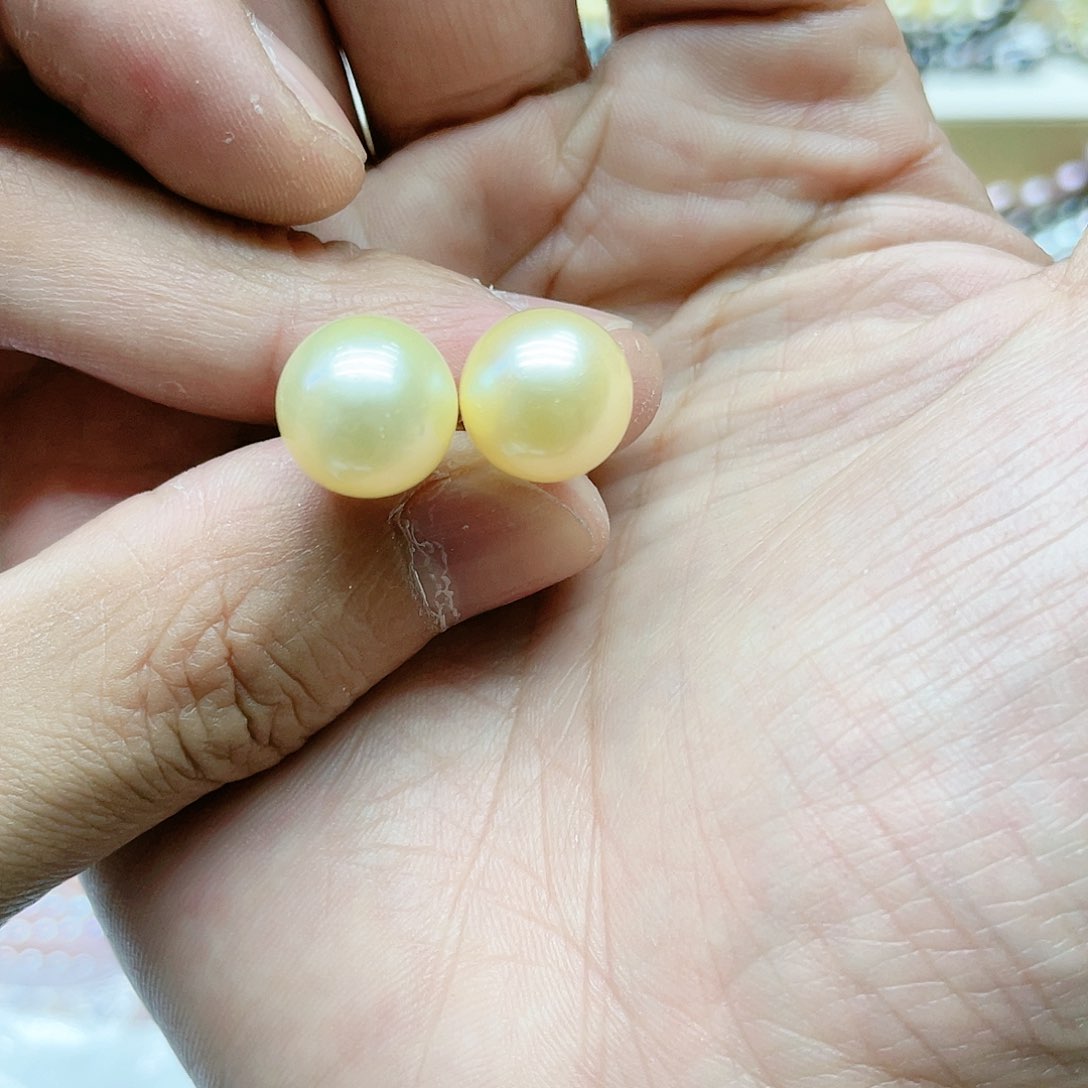 海水珍珠耳饰银S925镶嵌