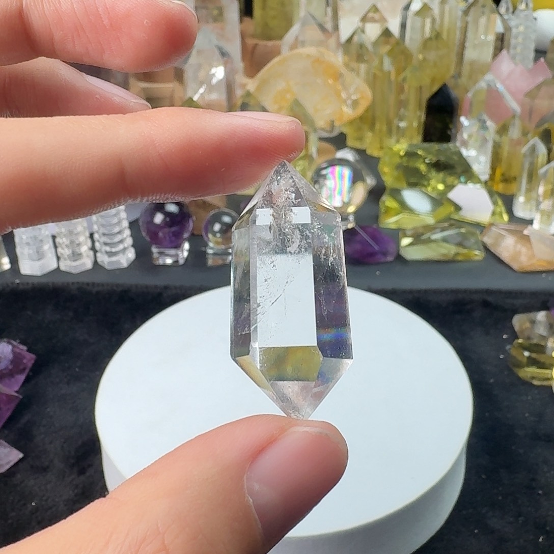 未镶嵌水晶珠宝半成品白水晶彩虹