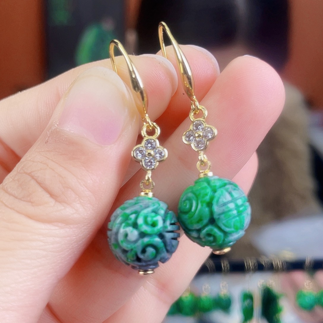 翡翠未镶嵌耳饰饰品