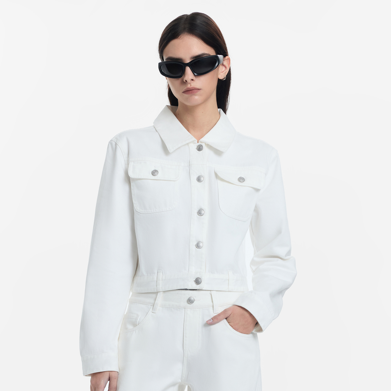 CALLED BACK新款设计师休闲时尚秋季气质百搭时尚白色牛仔外套