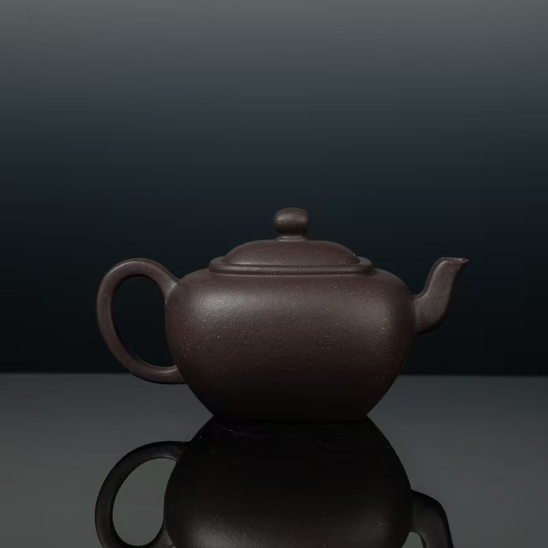 【恒砂】宜兴原矿紫砂老天青精工半手无垢壶约150CC混四方