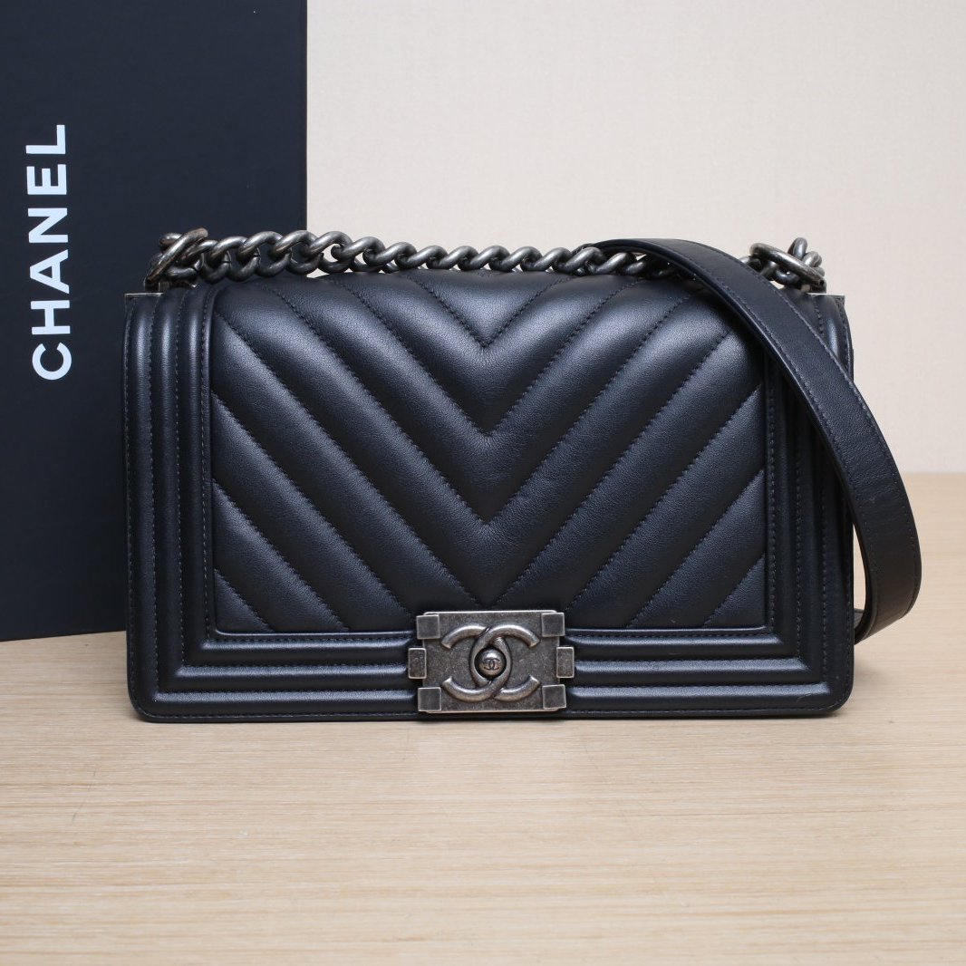 95新 Chanel/香奈儿 【双双】Leboy 中号 25cm 26开 V纹