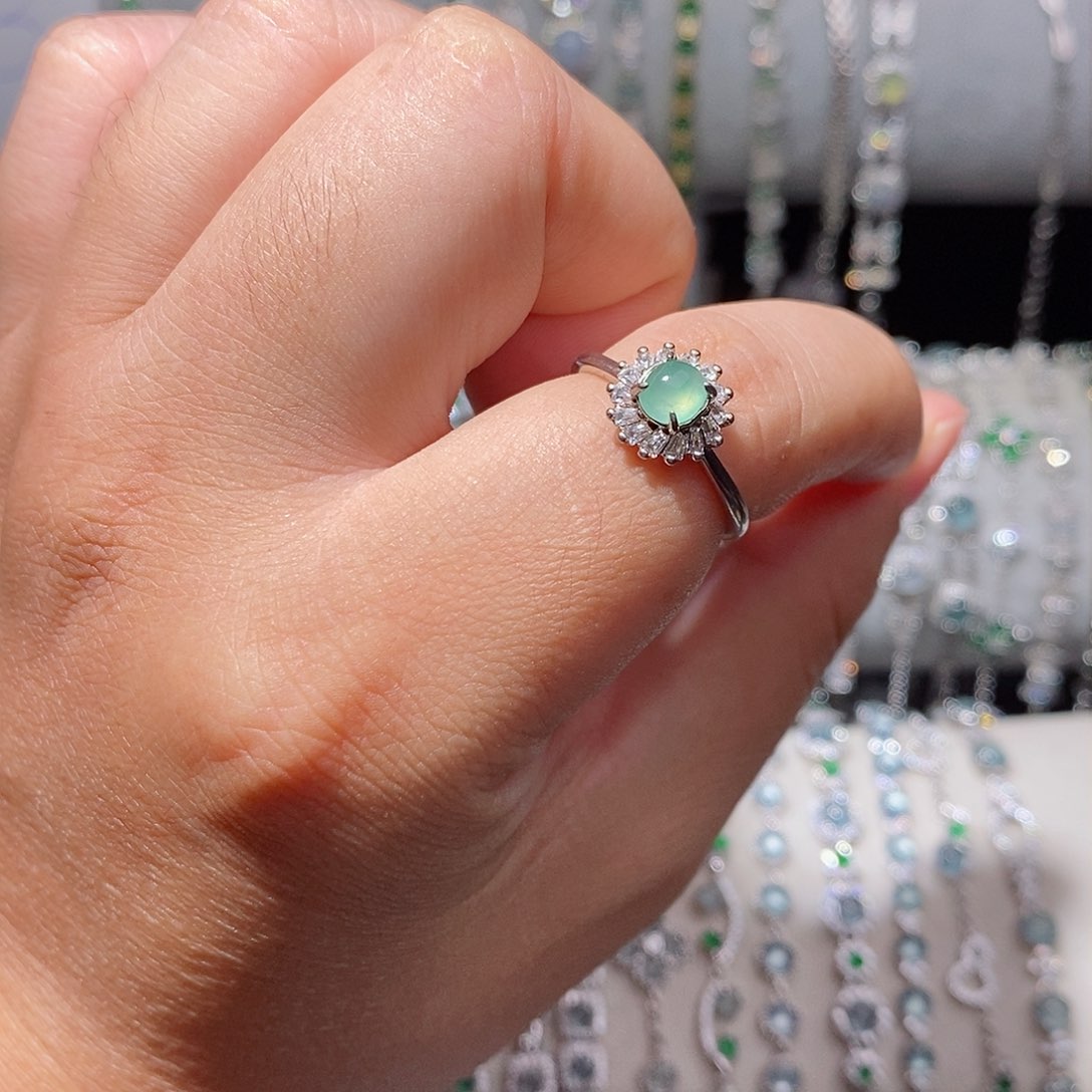 银S925镶嵌戒指翡翠n j j