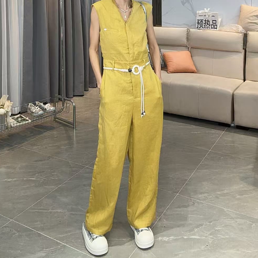 Z.X 欧货蕾丝拼接麻料连体裤 9278（K2）