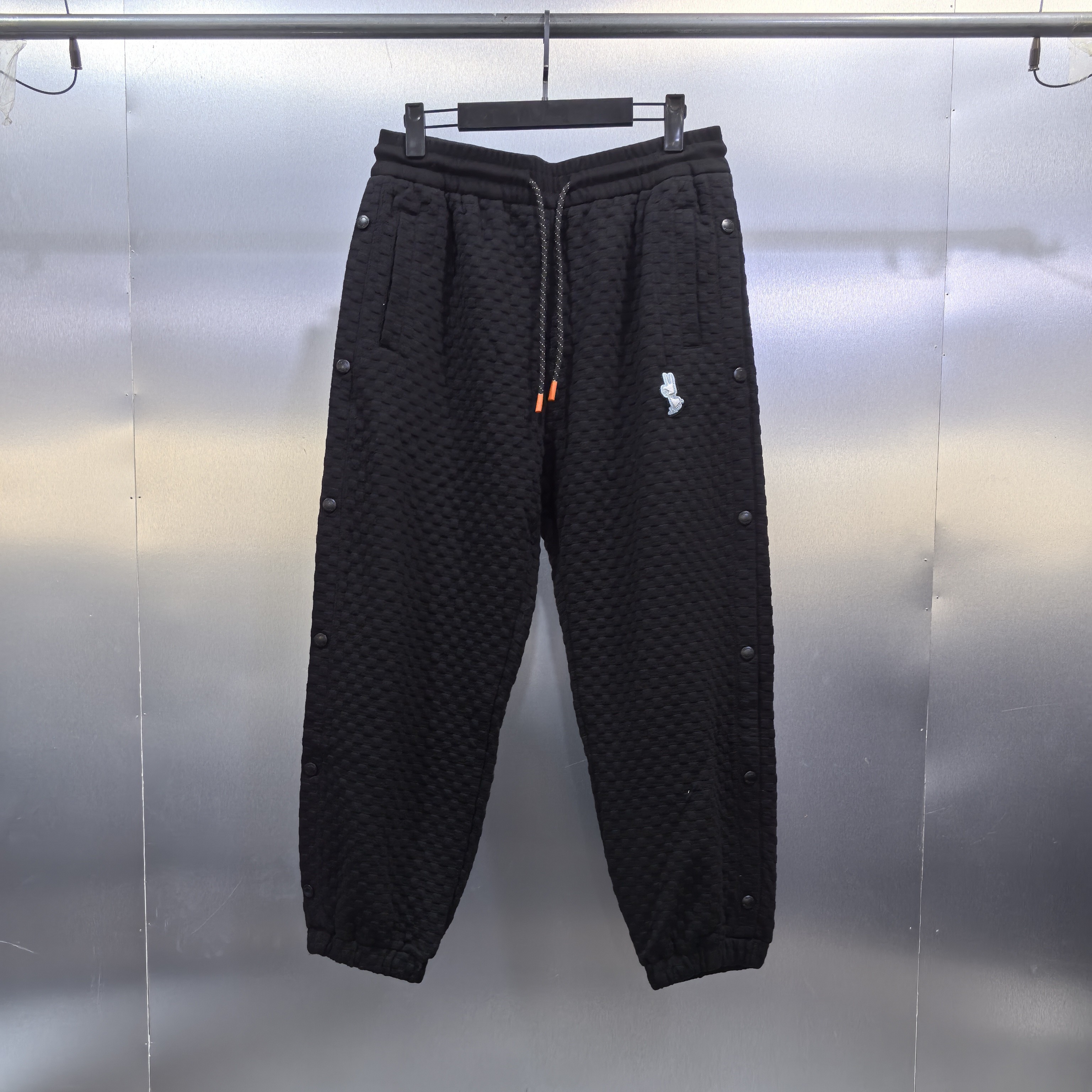 S05-120190-RES春秋款侧边拼接印花排扣宽松百搭运动裤