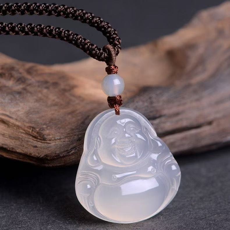天然玉石高冰和田玉吊坠女士款项链佛公吊坠