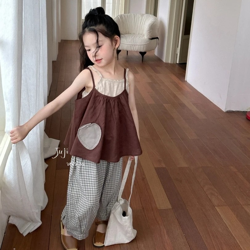 50579夏季洋气韩版女童棉麻吊带
