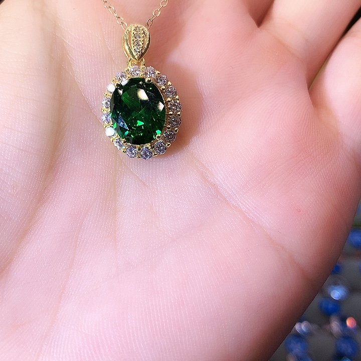 吊坠透辉石银S925镶嵌