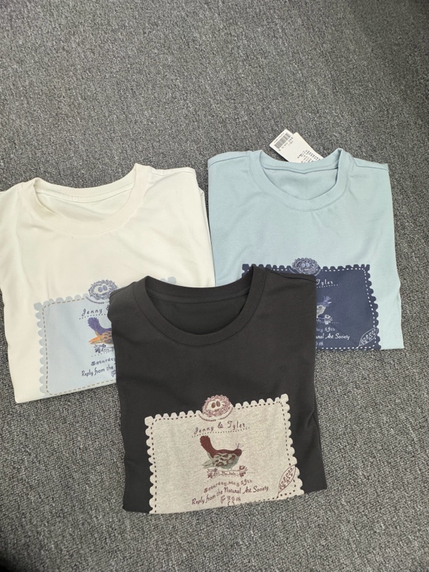 T恤时尚休闲女士宽松圆领套头纯棉百搭打底夏季印花