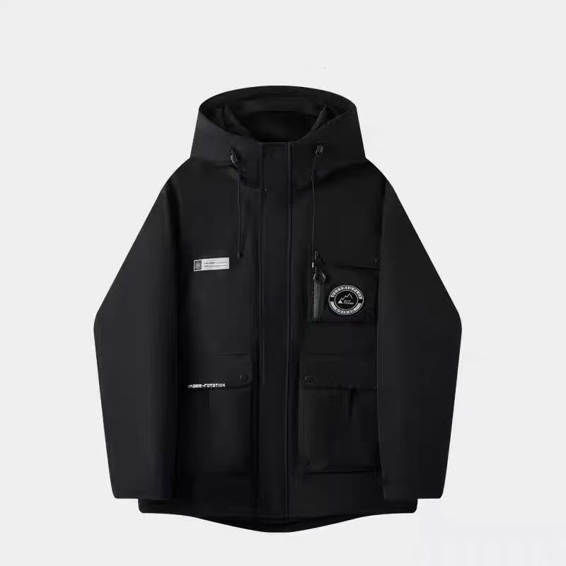 8008#中长款加厚防寒防雪加厚保暖连帽外套户外情侣