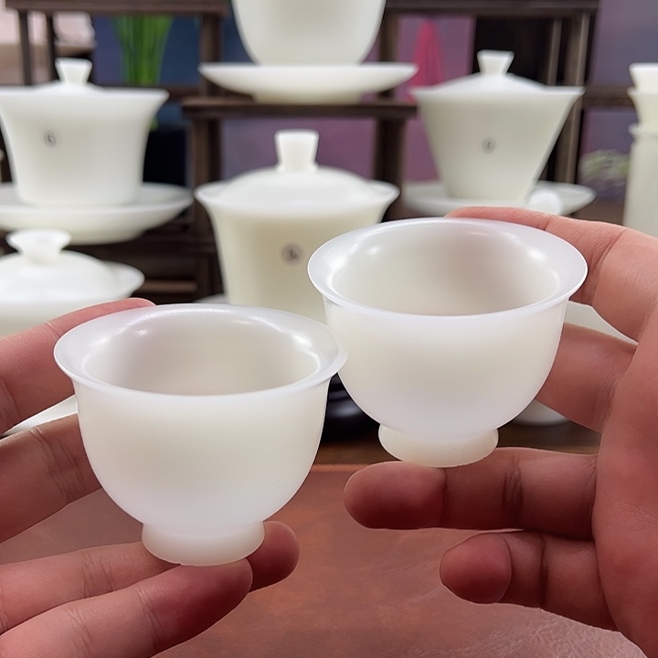 2个隐唐窑/璞玉素烧自生釉65ml反口杯