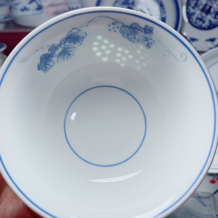 青花玲珑6寸面碗葡萄