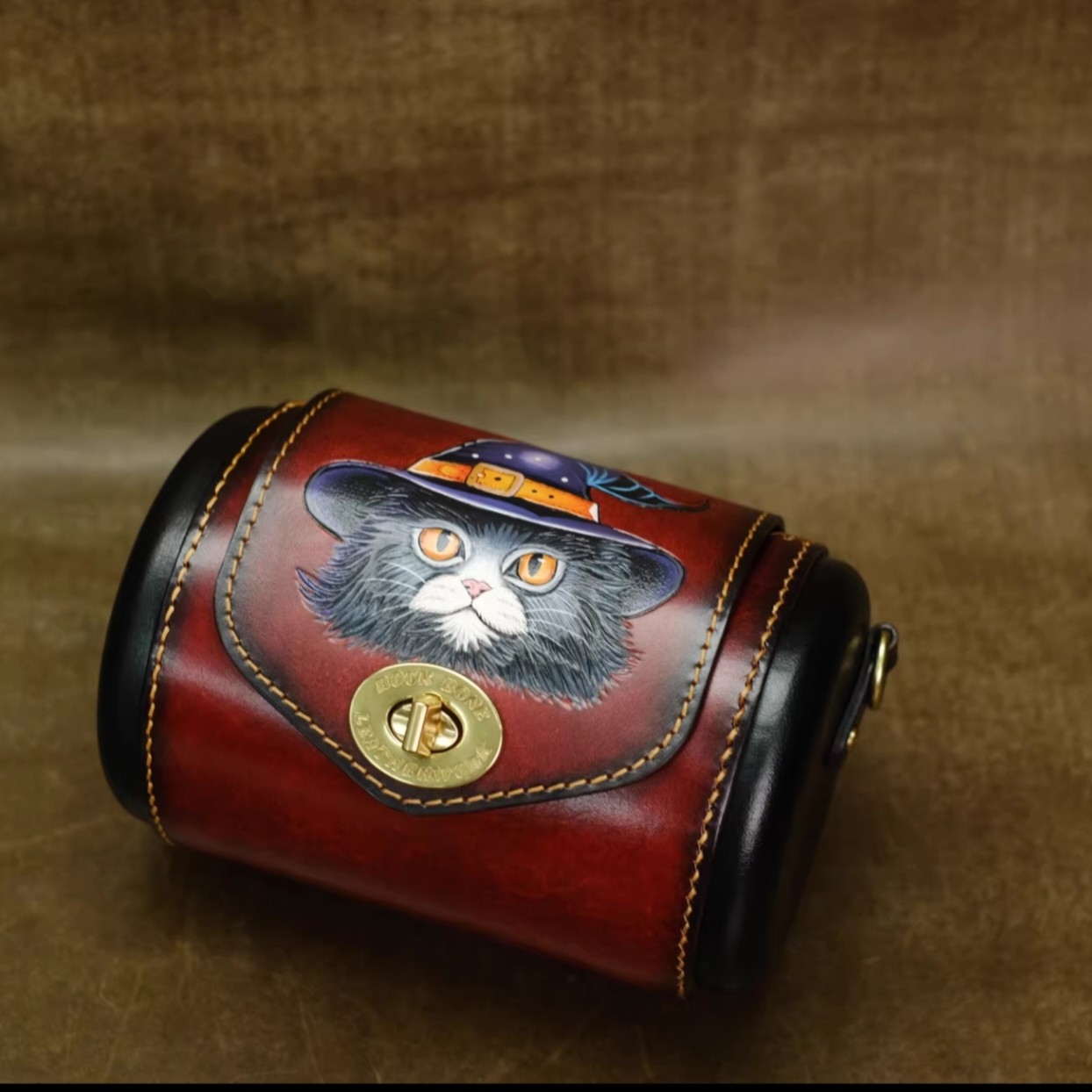 【深海小桶手拎单肩】皮雕巫师猫