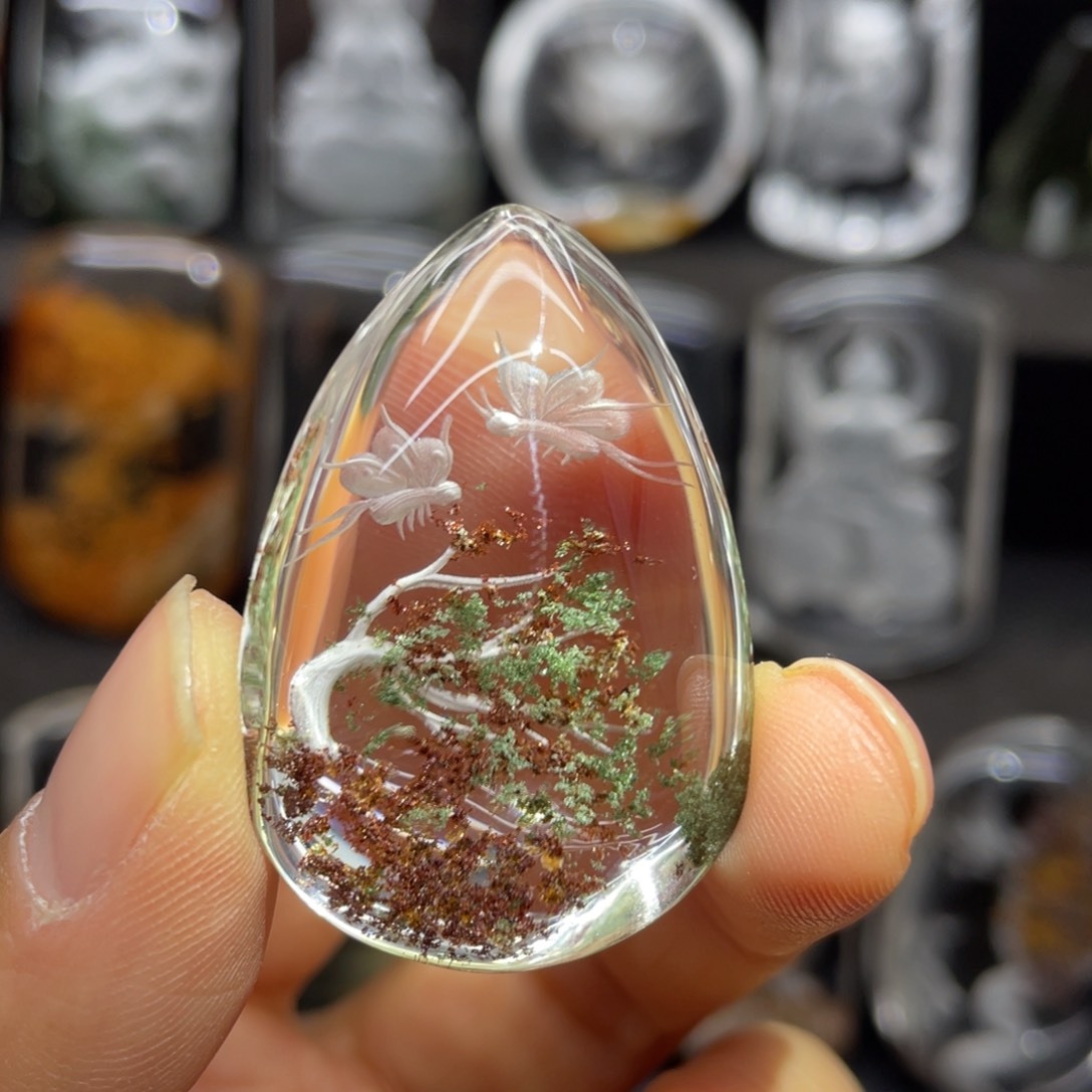 水晶吊坠未镶嵌蝶恋花