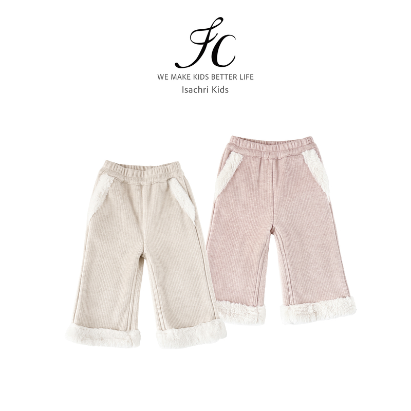 晶晶家【现发】暖阳裤儿童加绒裤休闲裤冬款女童宽松加厚长裤 IS910