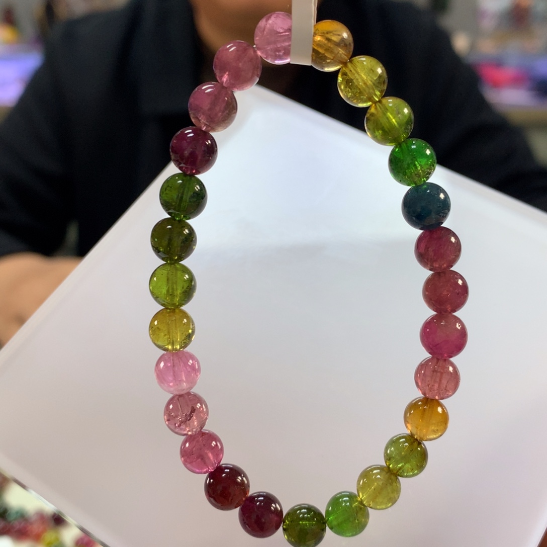 碧玺未镶嵌手链7.4左右