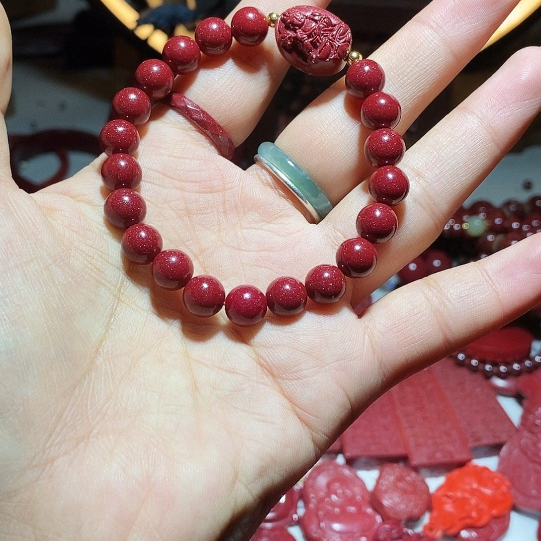 天然辰砂朱砂手串阿弥陀佛