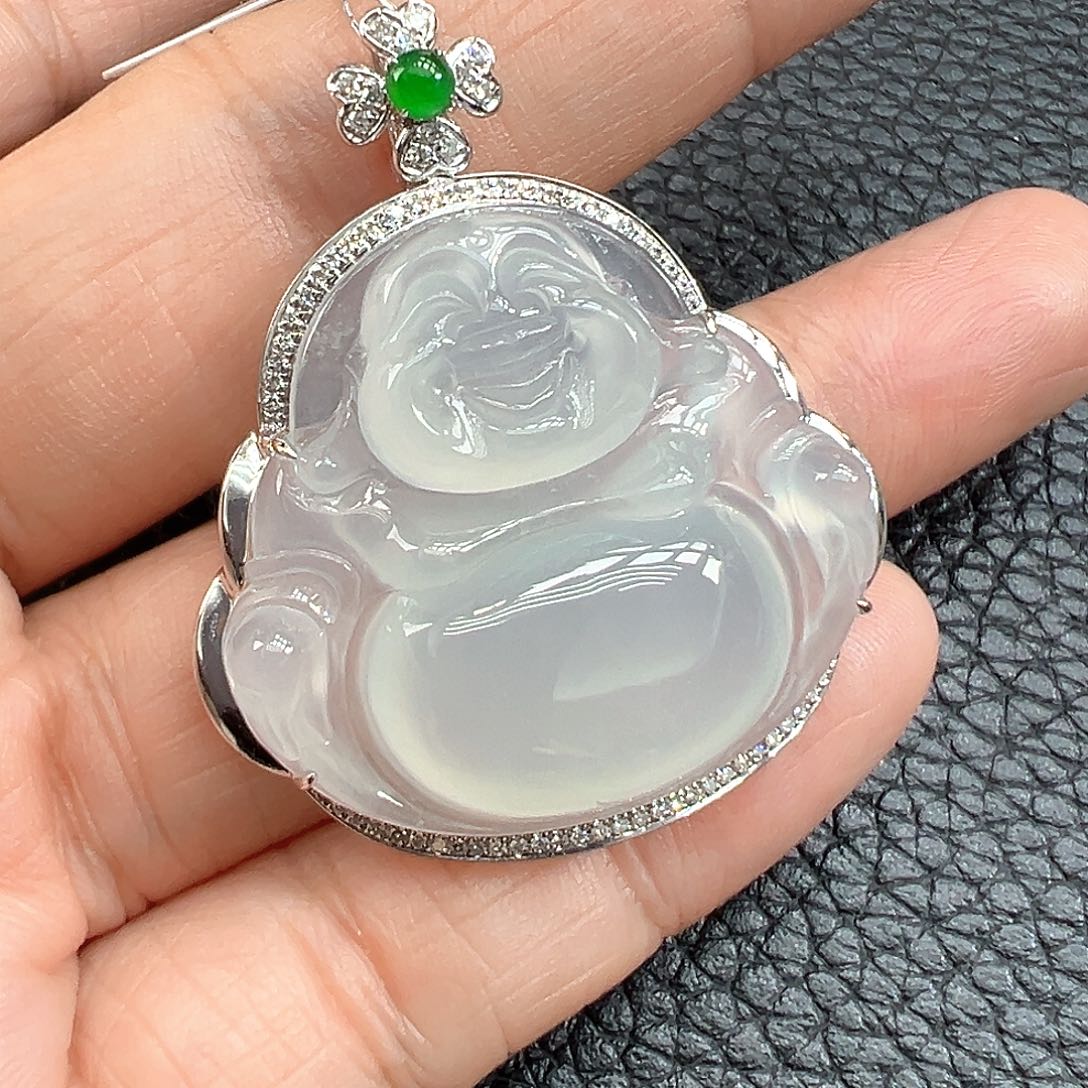 翡翠18K金镶嵌吊坠(不含链)佛公