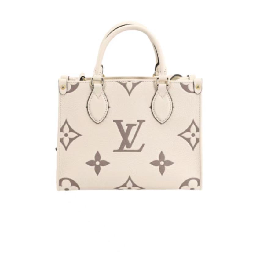 99新 LouisVuitton/路易威登 奶昔白全皮小号onthego 