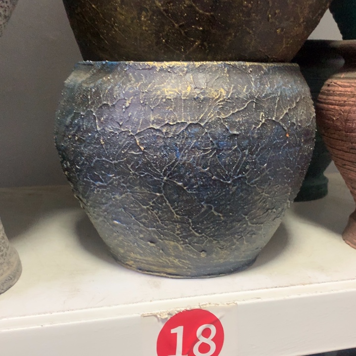 【闪购商品】无铅玻璃粗糙盆有孔高18口18