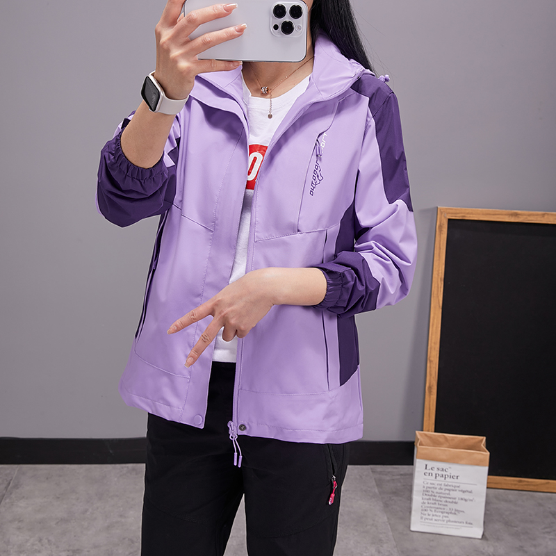 冲锋衣女2025新款春秋防风防水可拆卸单层外套宽松情侣登山风衣男