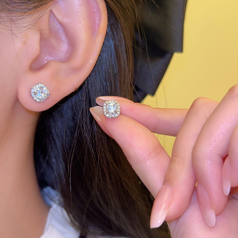 925银耳饰 方糖耳钉女银针设计感小众轻奢新款2025爆款耳环高级感