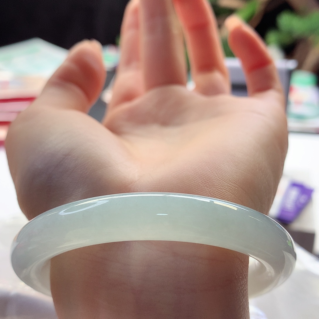 翡翠手镯未镶嵌天然翡翠52-53晴水美人条胶感十足冰胶条子