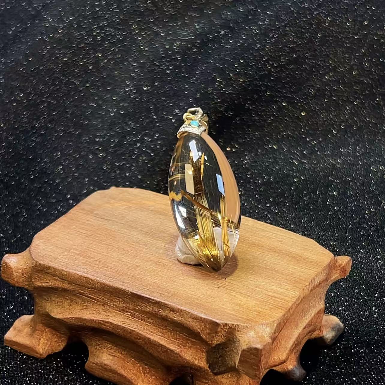  天然 18k钛晶吊坠