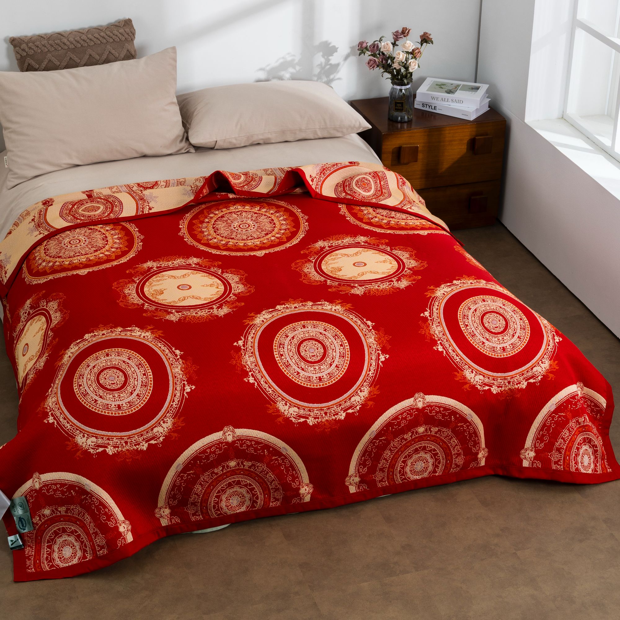 【梦幻城红】 200*230 汉麻纱布盖毯