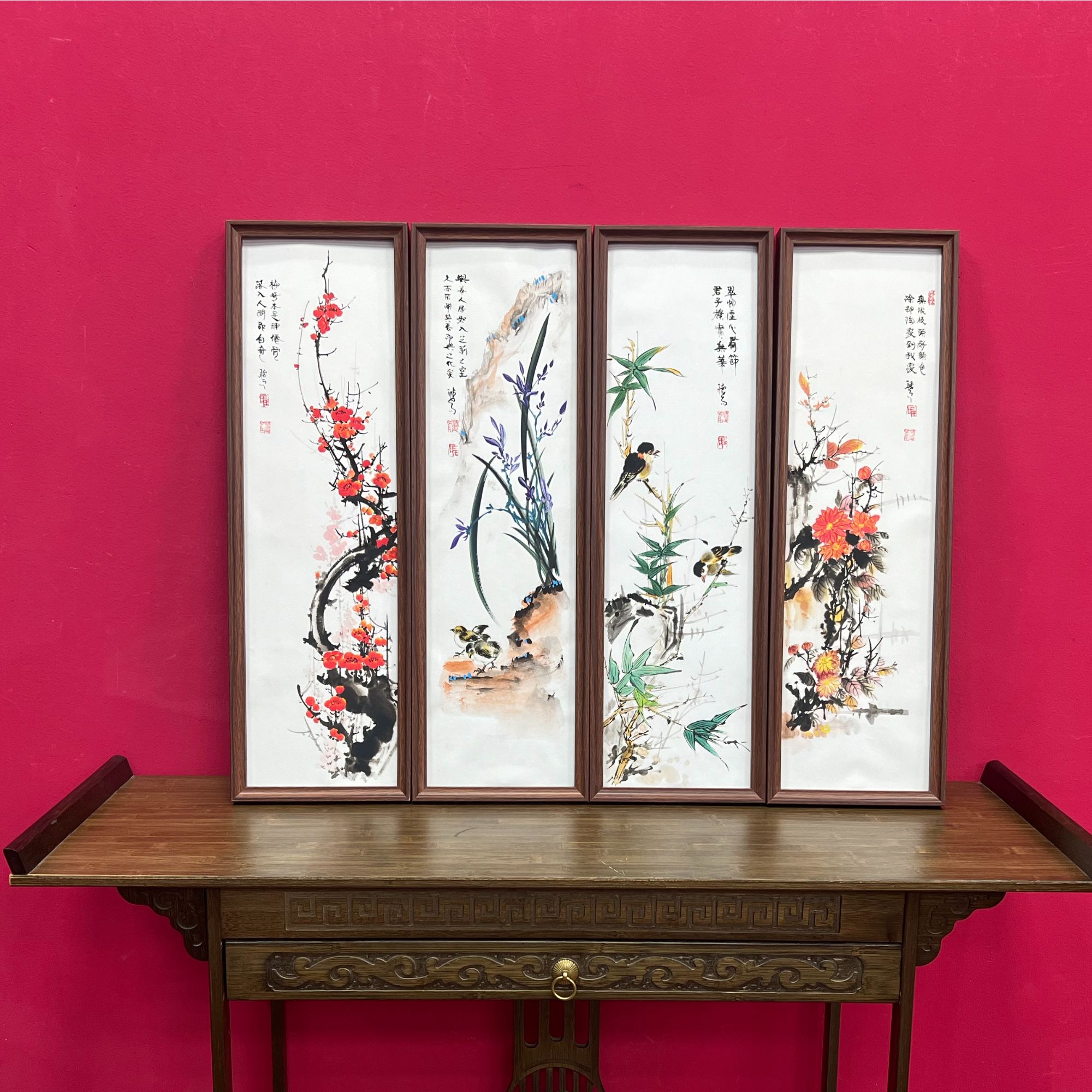 王德峰 《四条屏》梅兰竹菊条屏 73*23cm*4文化复兴艺术馆-未央展厅