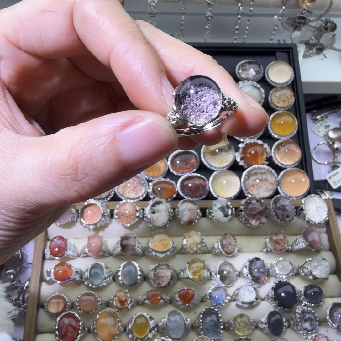 嘉***伶戒指银S925镶嵌水晶