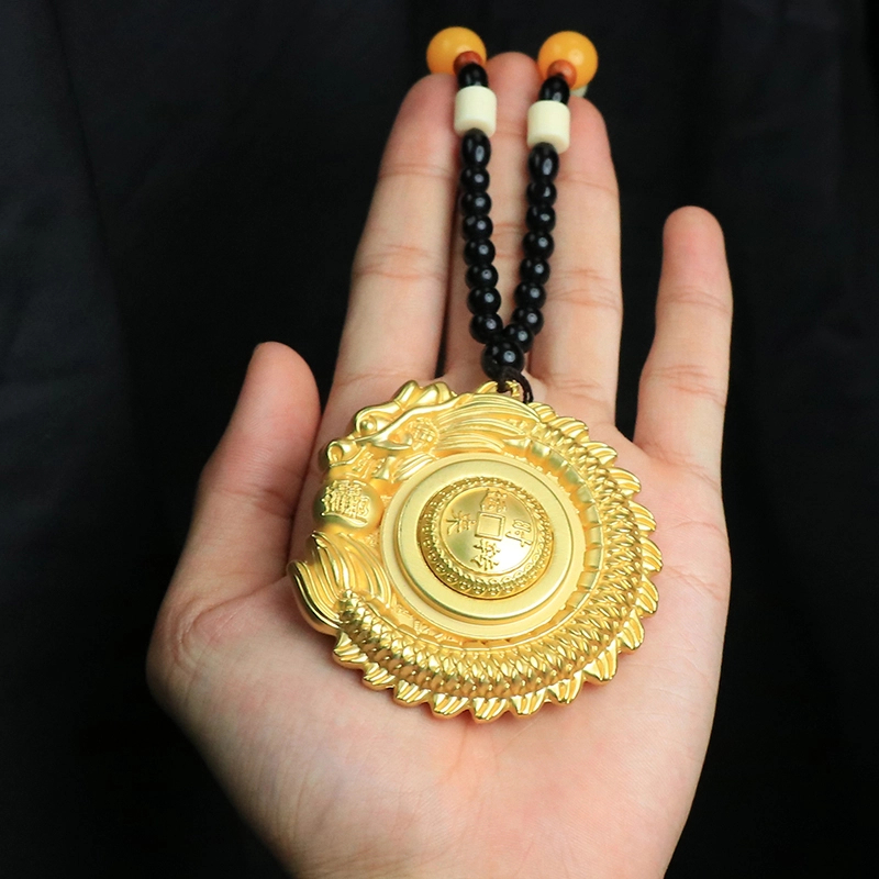 新款铜制盘龙手把件压手手工创意玩具客厅麒麟摆件鎏金挂件工艺品