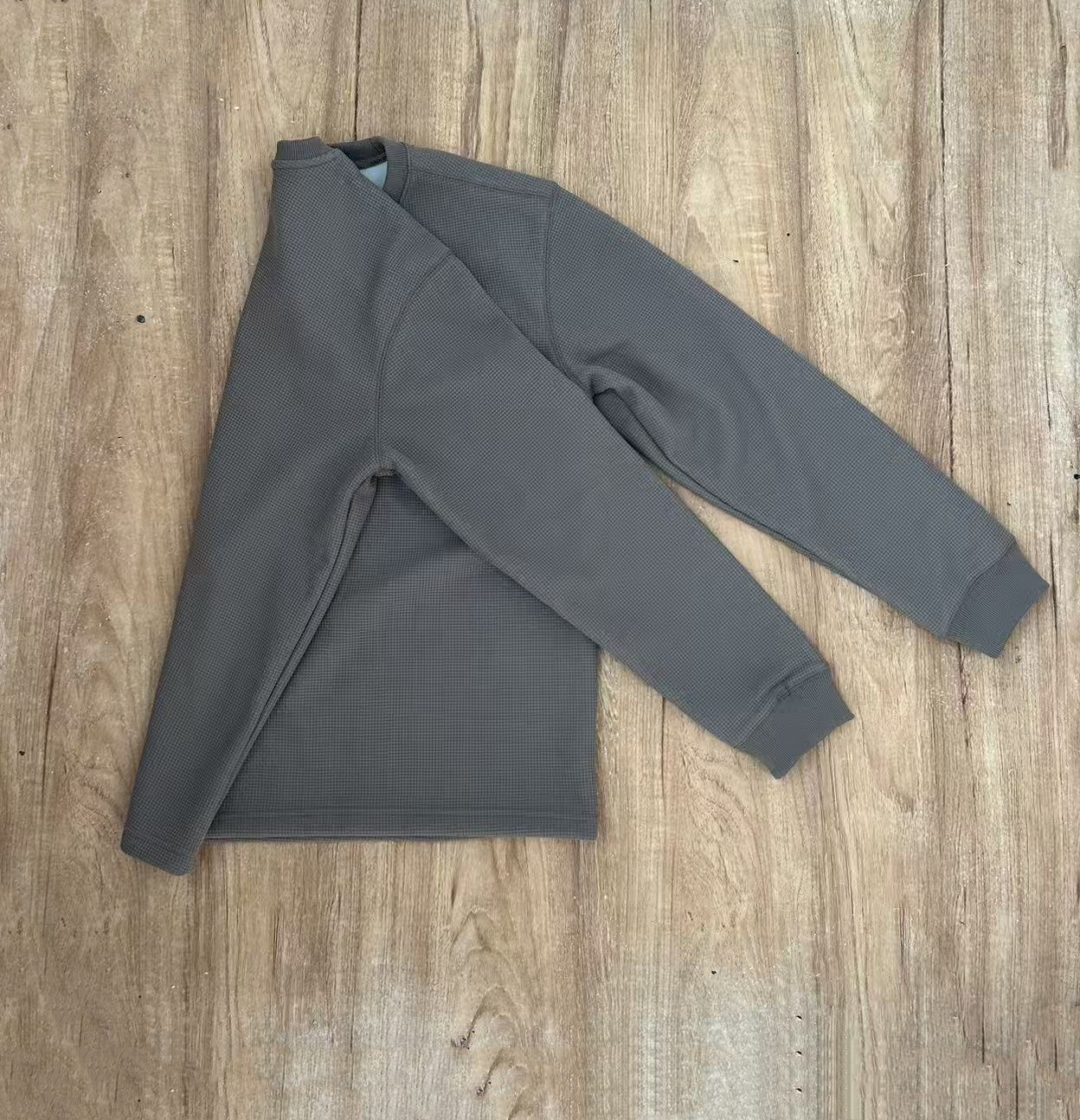 181-25款冬季加绒厚T恤，内搭，男女款，菠萝格纹理混纺，厚款保暖