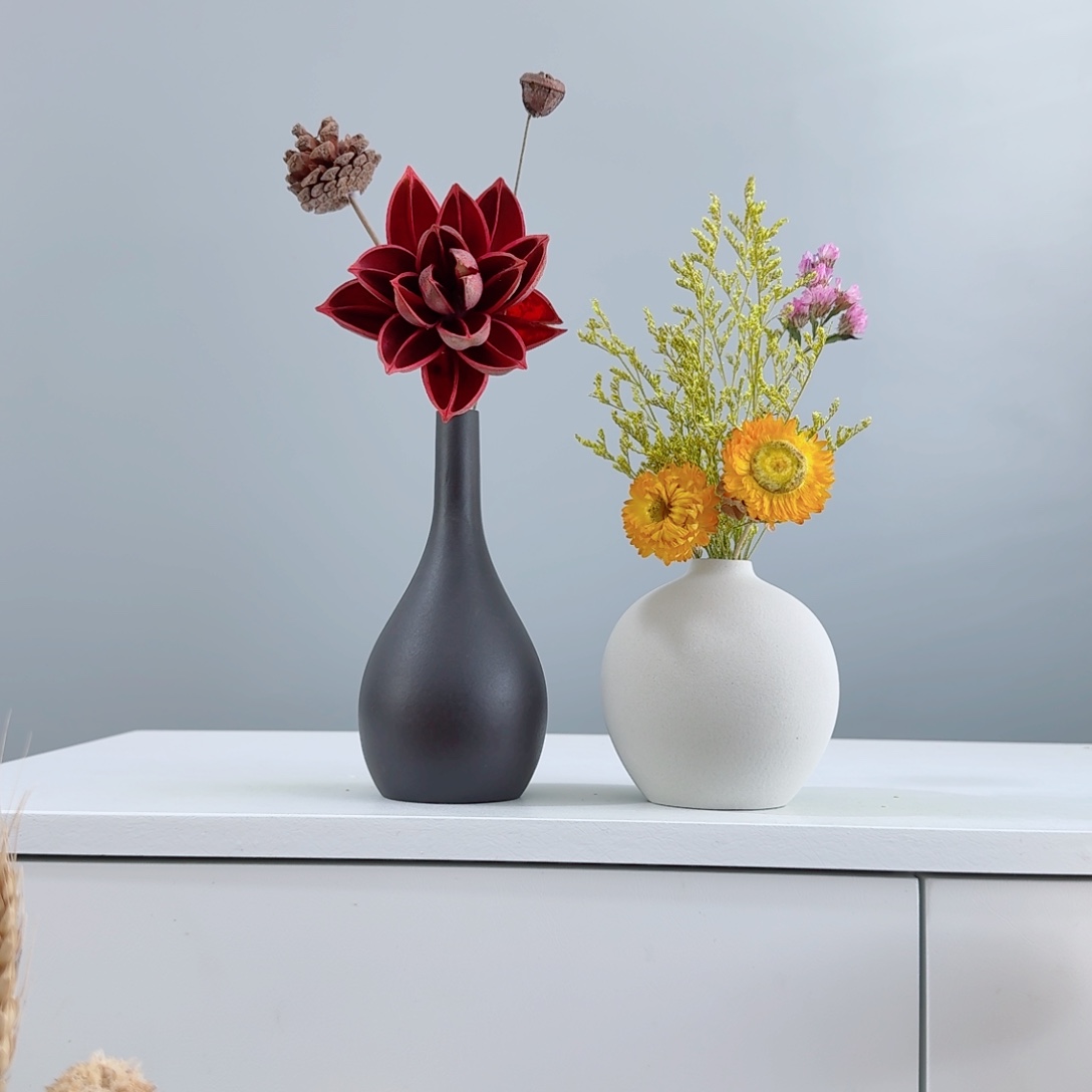 摆件陶瓷花瓶摆件含花总高约20-30cm