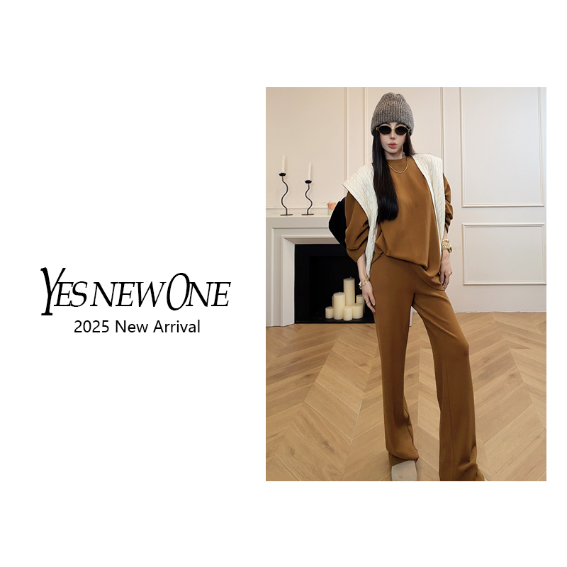 【大蟲家】两件套 韩版极简双面德绒宽松慵懒保暖卫衣+长裤2025冬季