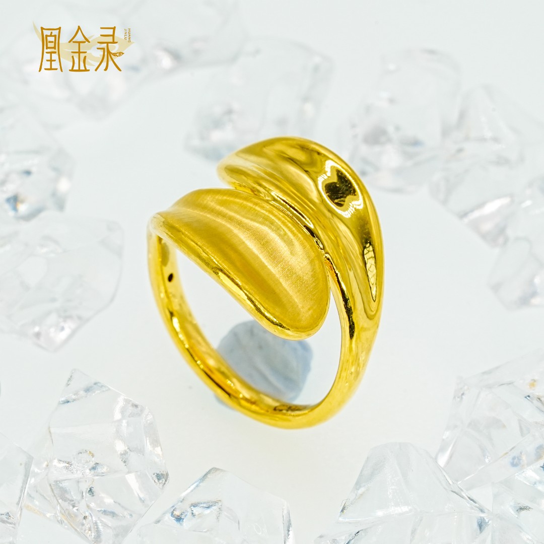 足金999水滴戒指生日礼物黄金礼物简约精美黄金首饰