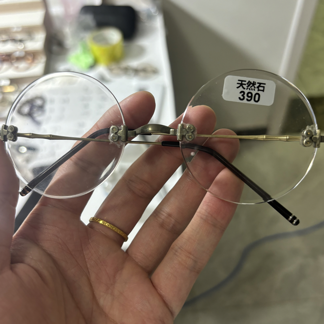 纯天然石头眼镜带偏彩淡茶色清凉润目