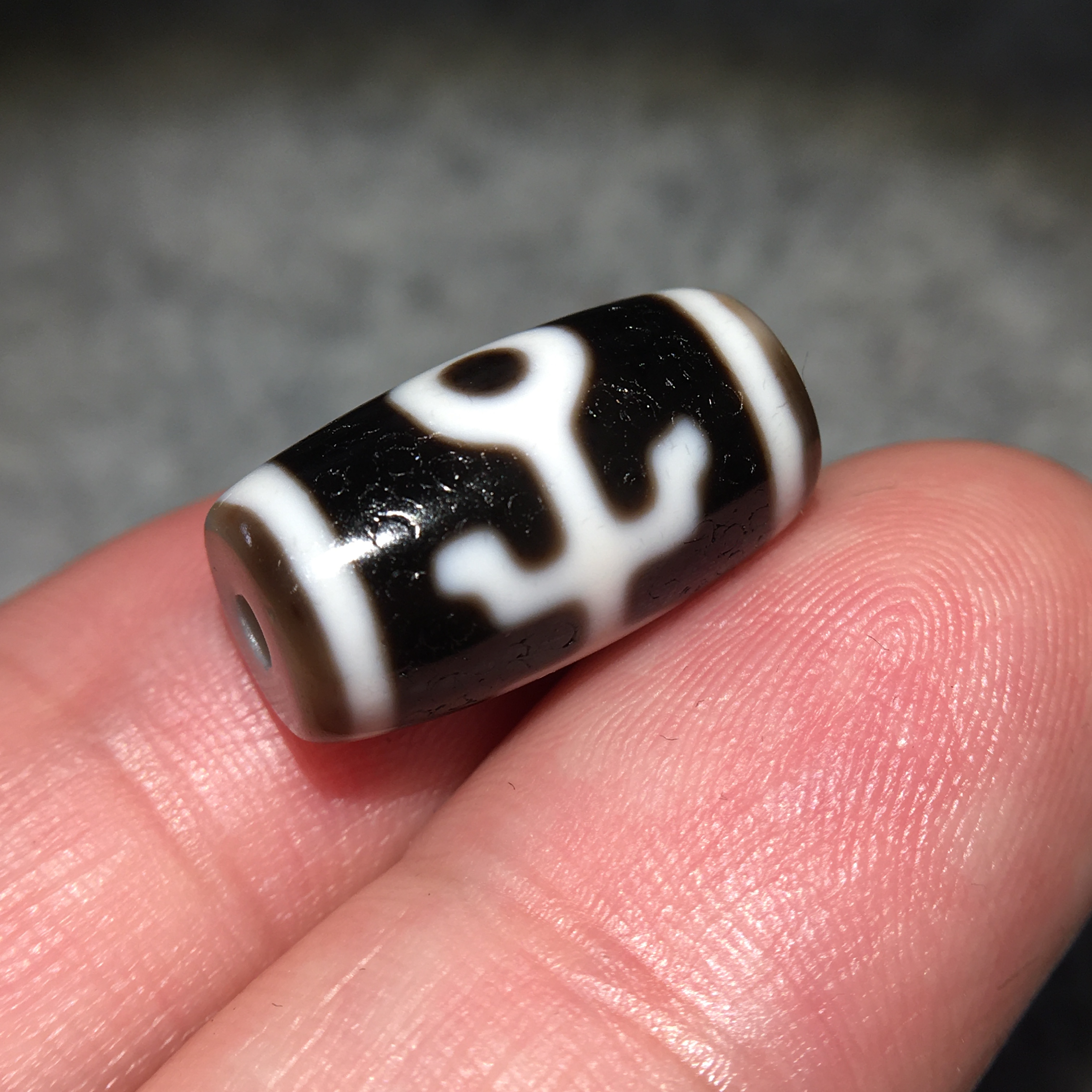 【吉珠甄选】建成黑白贵人玛瑙吊坠 桶珠 腰珠 配珠 藏式手工精品