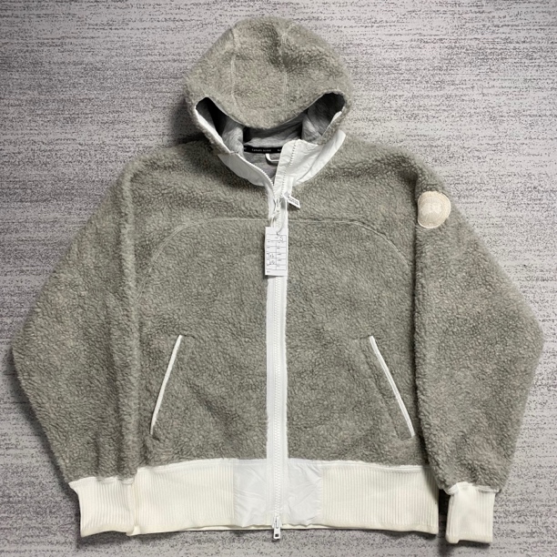 99新 CANADA GOOSE 加拿大鹅 S 灰色泰迪羊羔毛抓绒连帽外套 