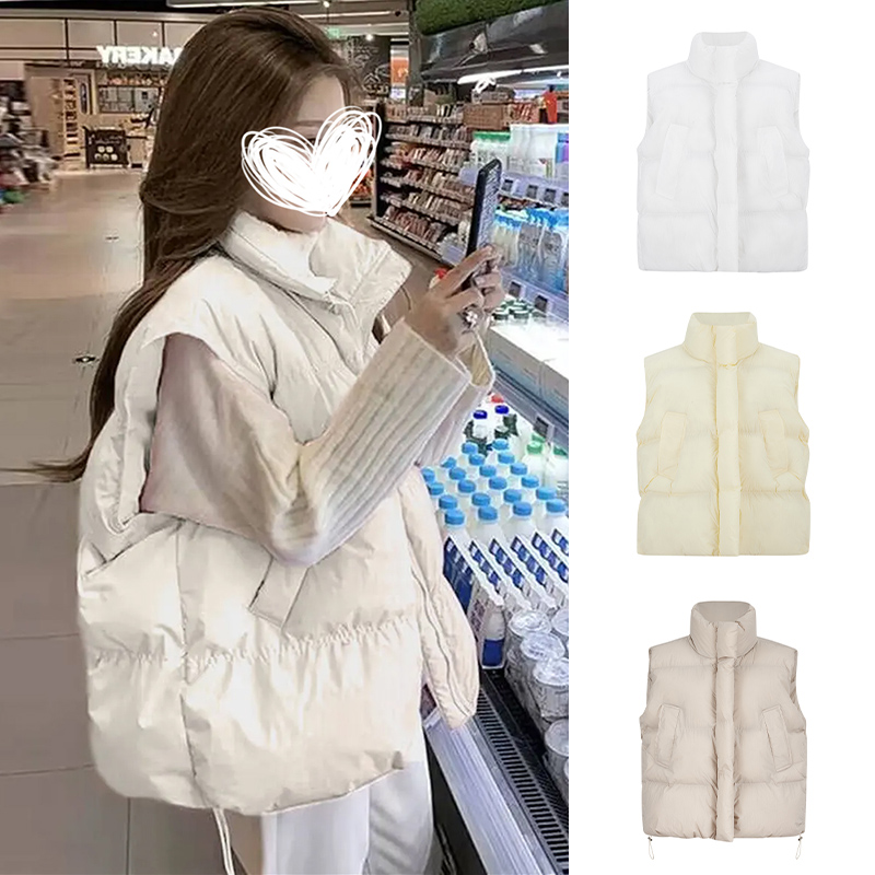 Moses Queen/魔西女王慵懒宽松立领棉服马甲冬季显瘦面包服外套