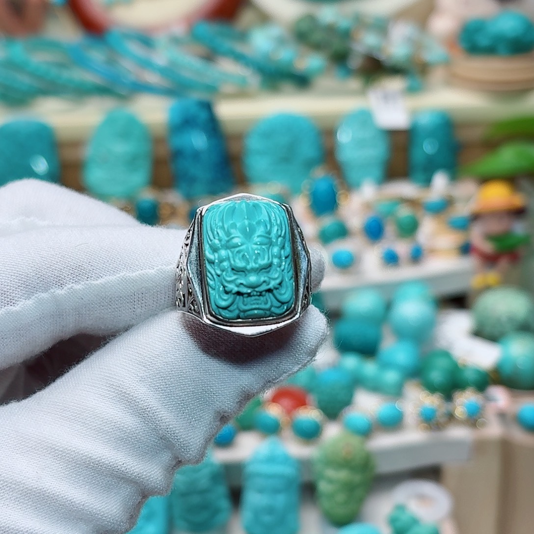 绿松石银S925镶嵌戒指