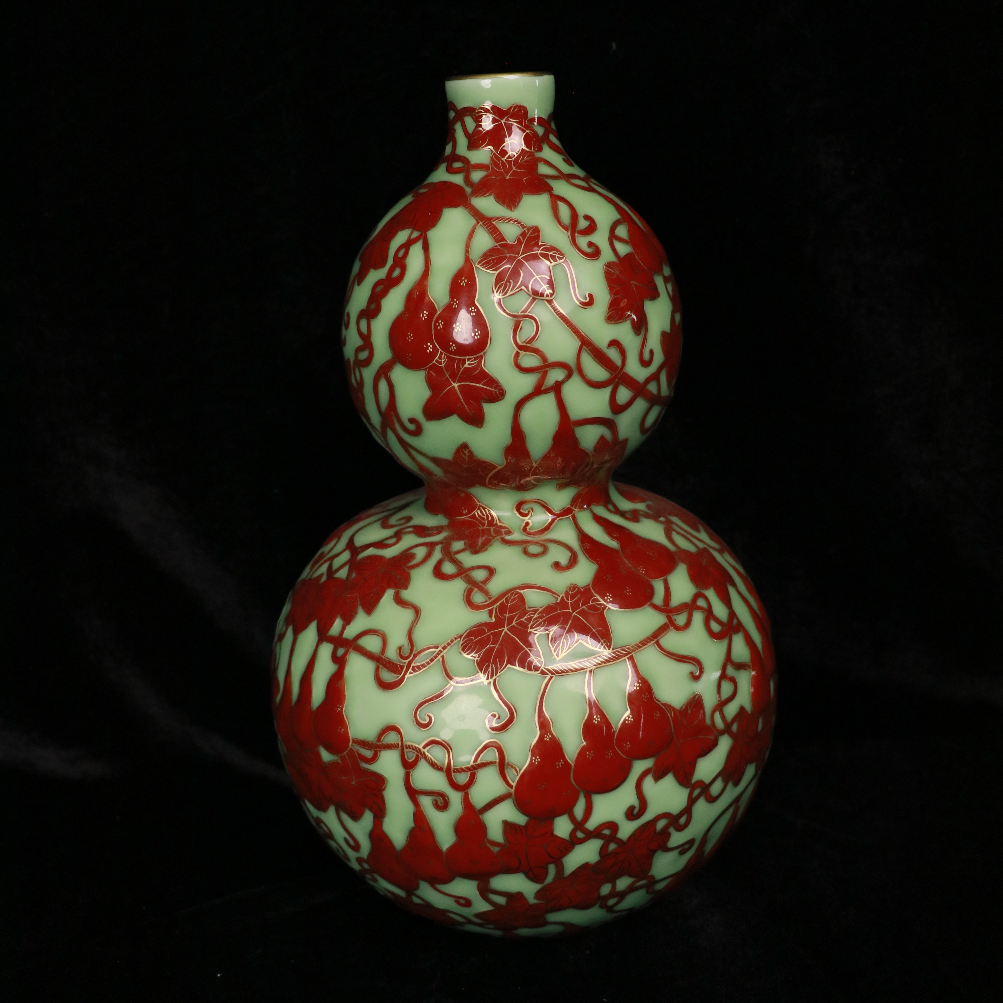 豆青描金葫芦瓶X356P