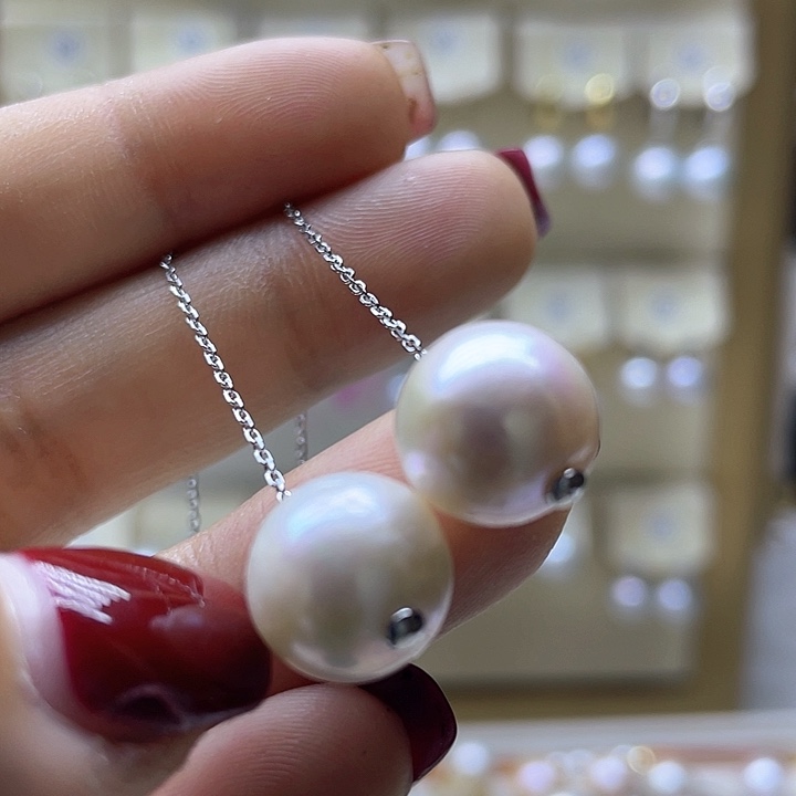 淡水珍珠耳饰银S925镶嵌