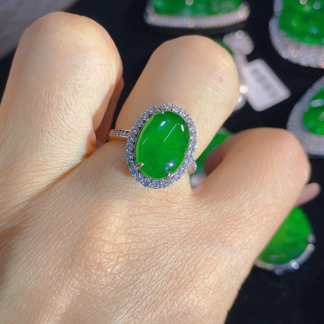 银S925镶嵌戒指翡翠翡翠