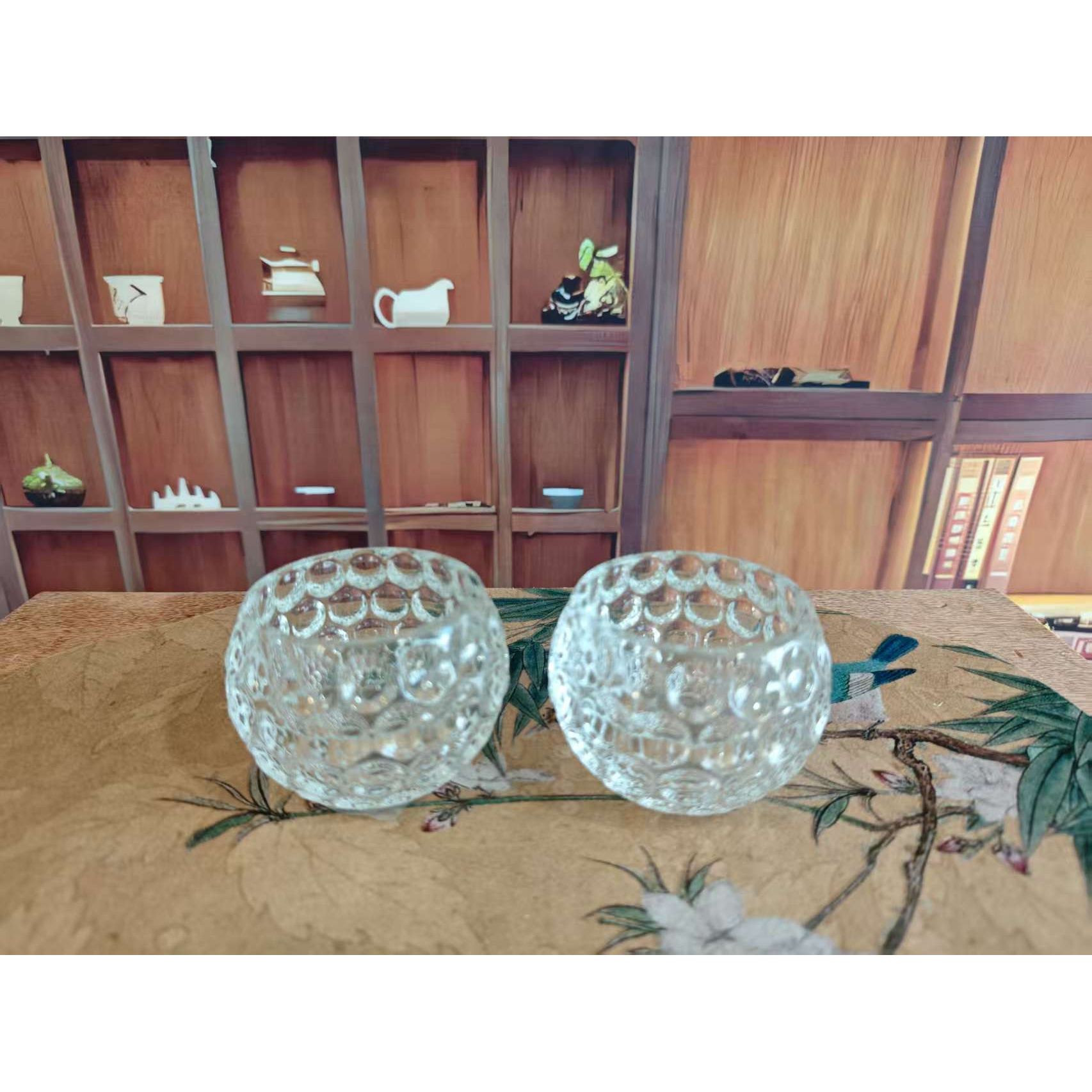 水晶玻璃圆球杯一对装3158复古透明创意