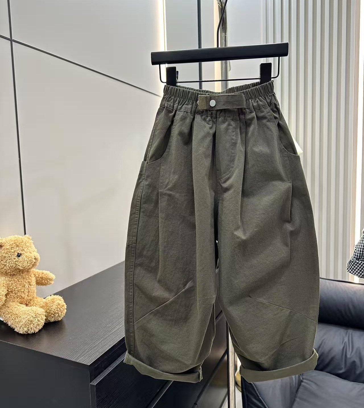 初秋新款男童女童裤子2025春秋款中大童休闲裤宽松微阔纯棉长裤