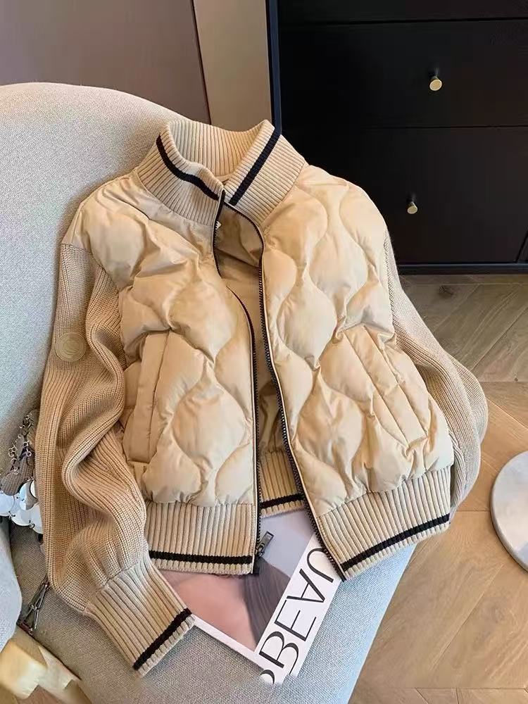 韩版菱格冬装棉服加绒加厚款抗起球网红洋气棉衣保暖